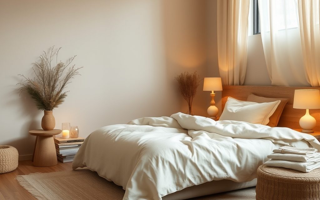 Beżowa sypialnia: jak dodać ciepła i głębi dzięki naturalnym materiałom i oświetleniu