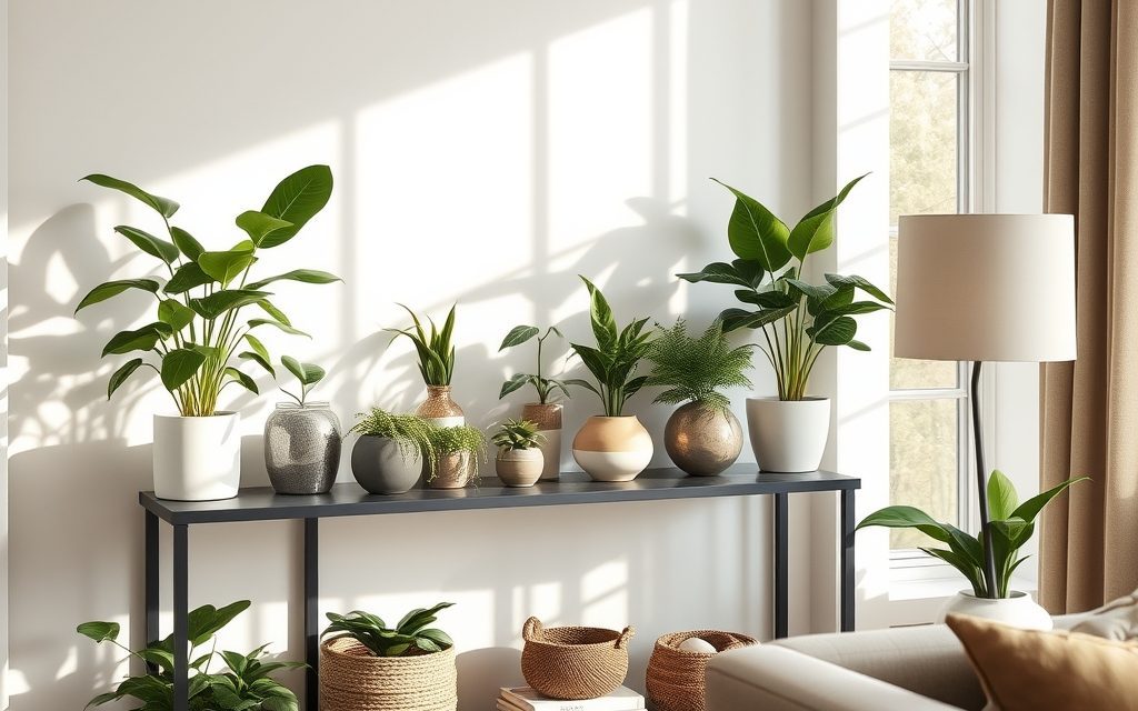 Rośliny na komodę w salonie: jak wybrać gatunki i dopasować osłonki do światła i stylu wnętrza